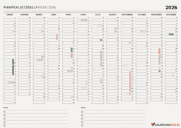 Calendario 2026 Con Note
