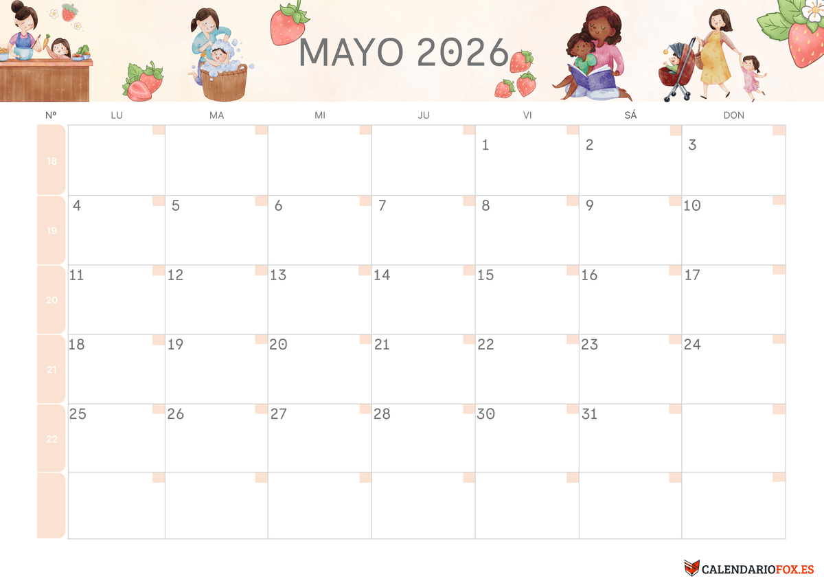 Calendario de mayo Tema Día de la Madre 1