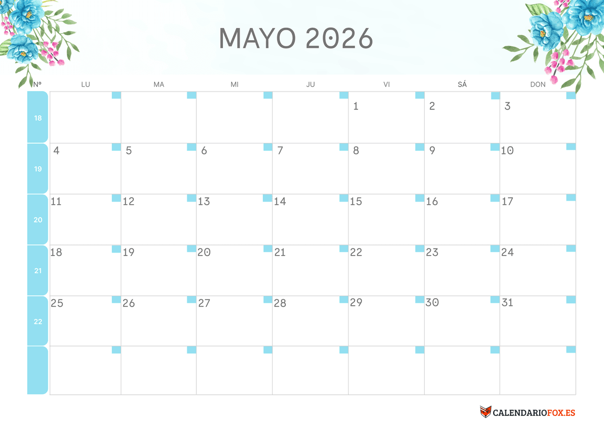 Calendario de mayo Tema Floral 4