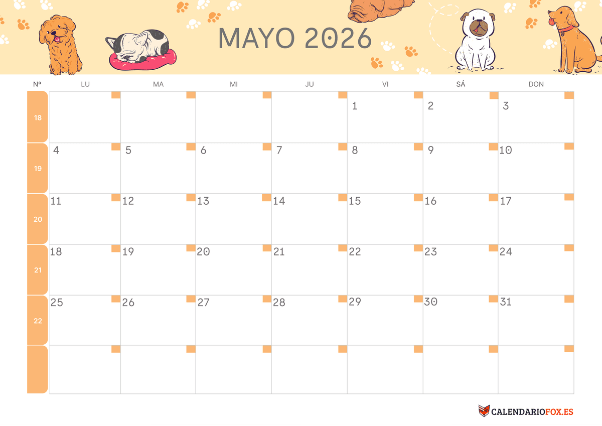 Calendario de mayo Tema Infantil 1