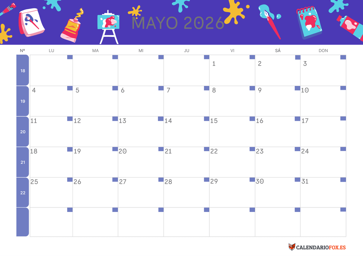 Calendario de mayo Tema Infantil 4
