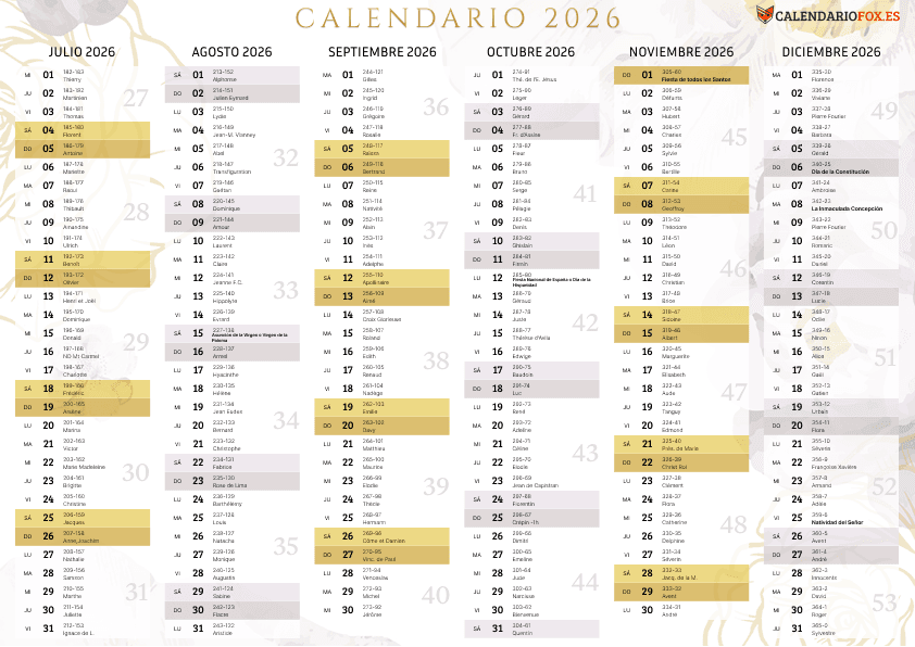 Calendario minimalista de seis meses crema