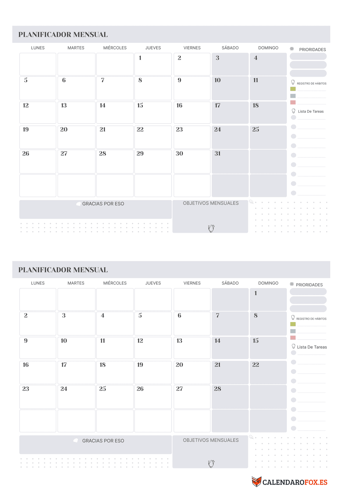 Planificador de 2 meses color lavanda