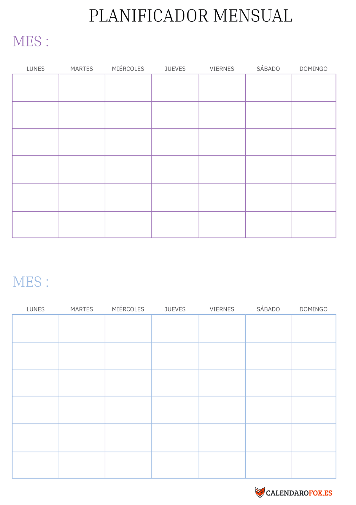 Planificador simple de 2 meses