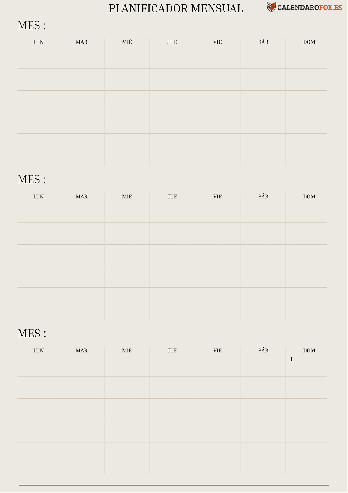 Planificador vintage de 3 meses