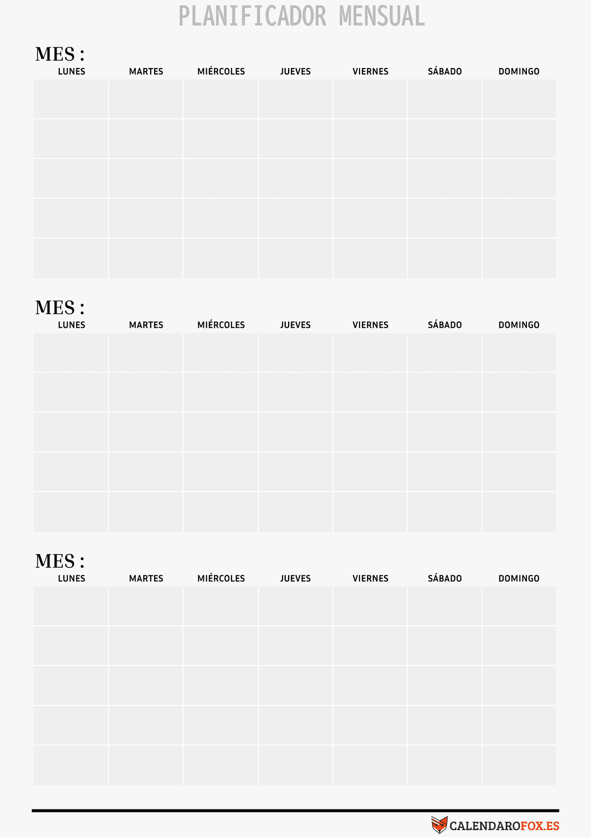 Planificador de 3 meses blanco limpio