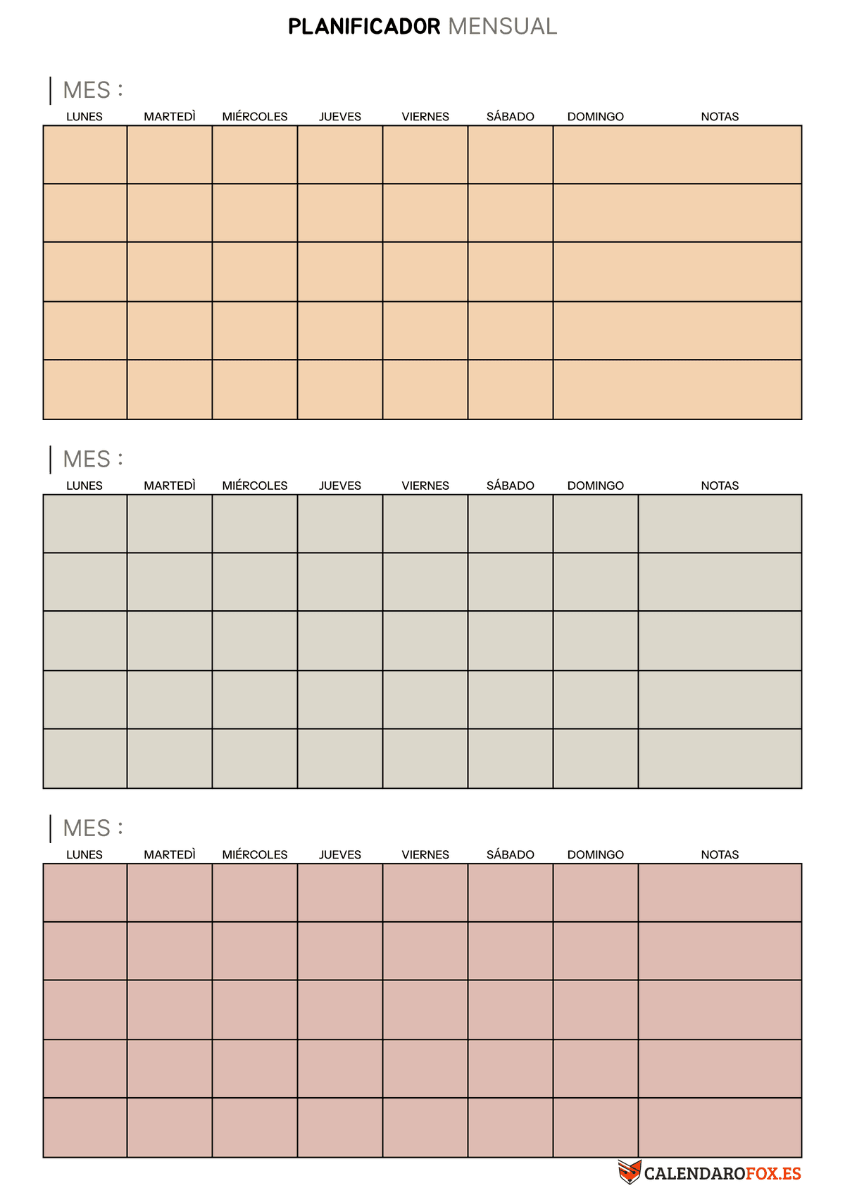 Planificador de 3 meses colorido