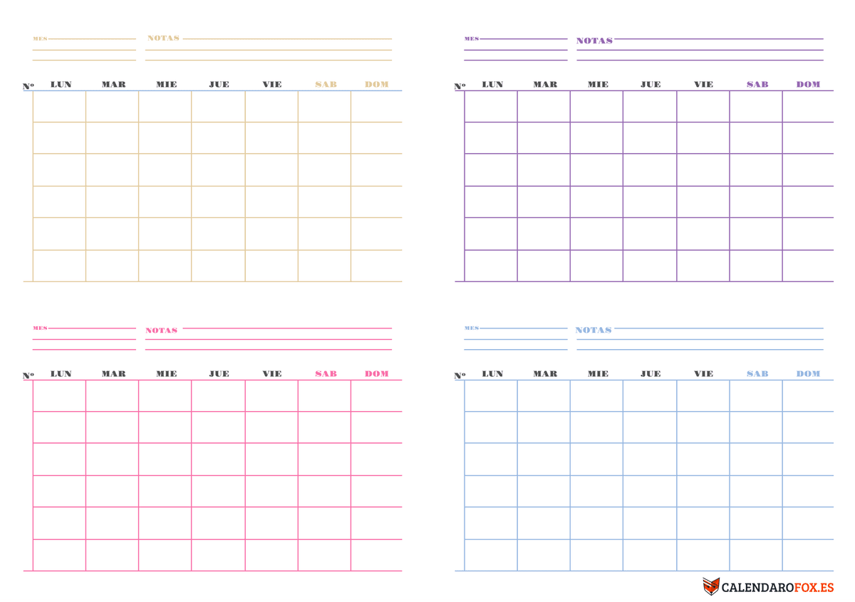 Planificador simple de 4 meses