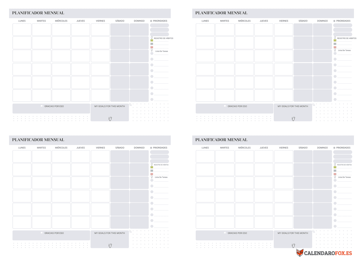 Planificador de 4 meses color lavanda