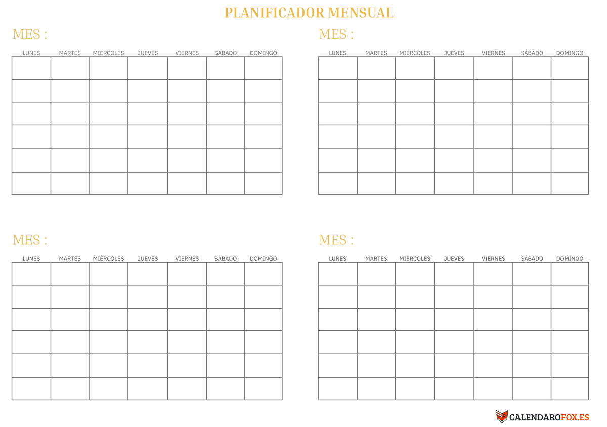 Planificador clásico de 4 meses