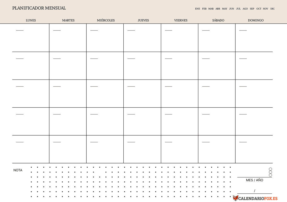 Planificador Mensual con Notas 1