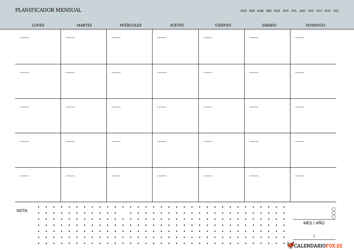 Planificador Mensual con Notas 2