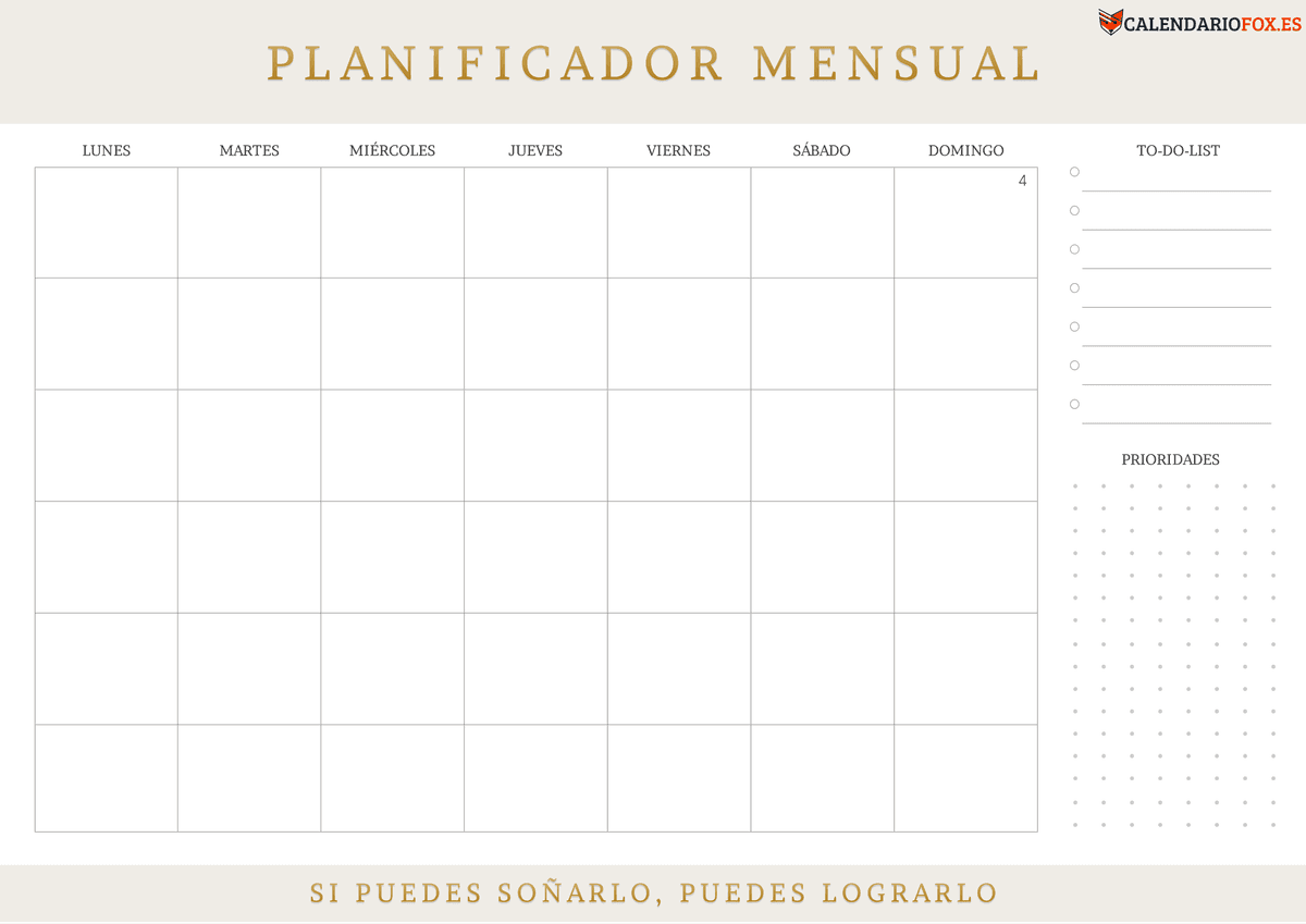 Planificador Mensual con To Do List 1