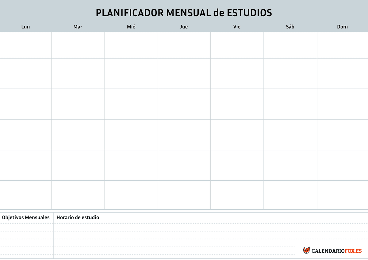 Planificador Mensual Estudios 2