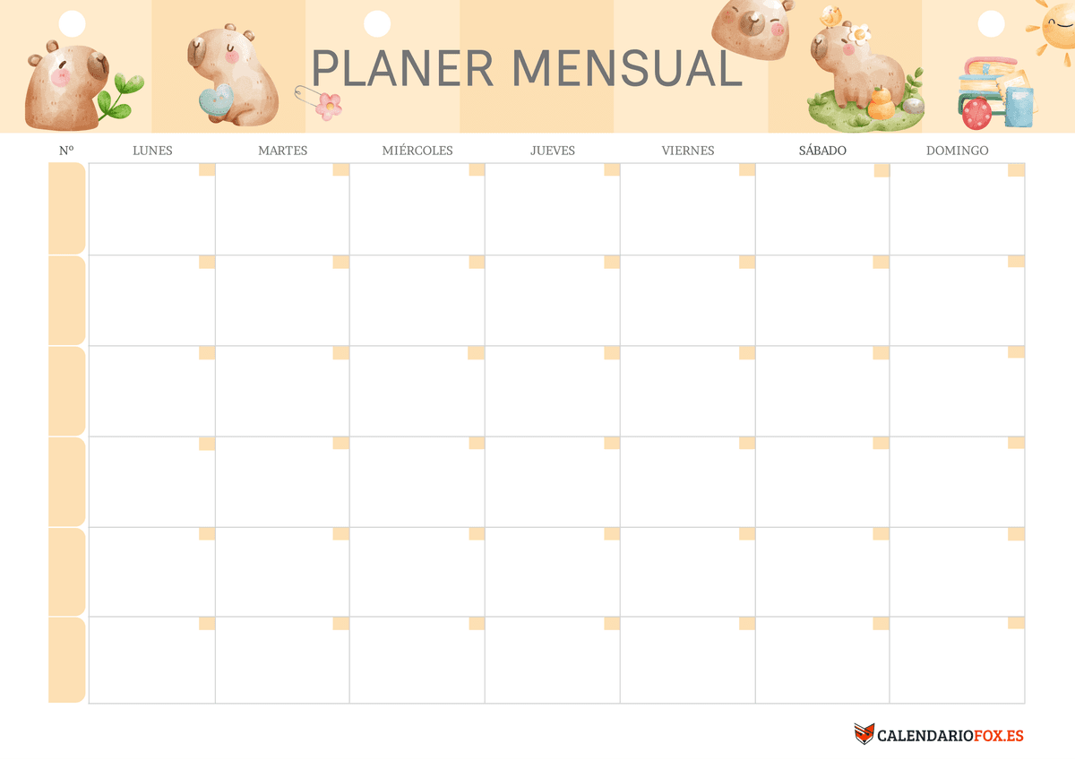 Planificador Mensual con Infantil 4