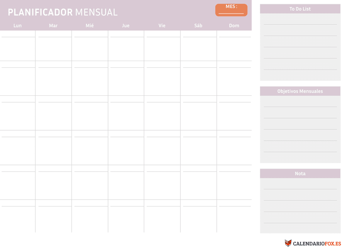 Planificador Mensual minimalist 7