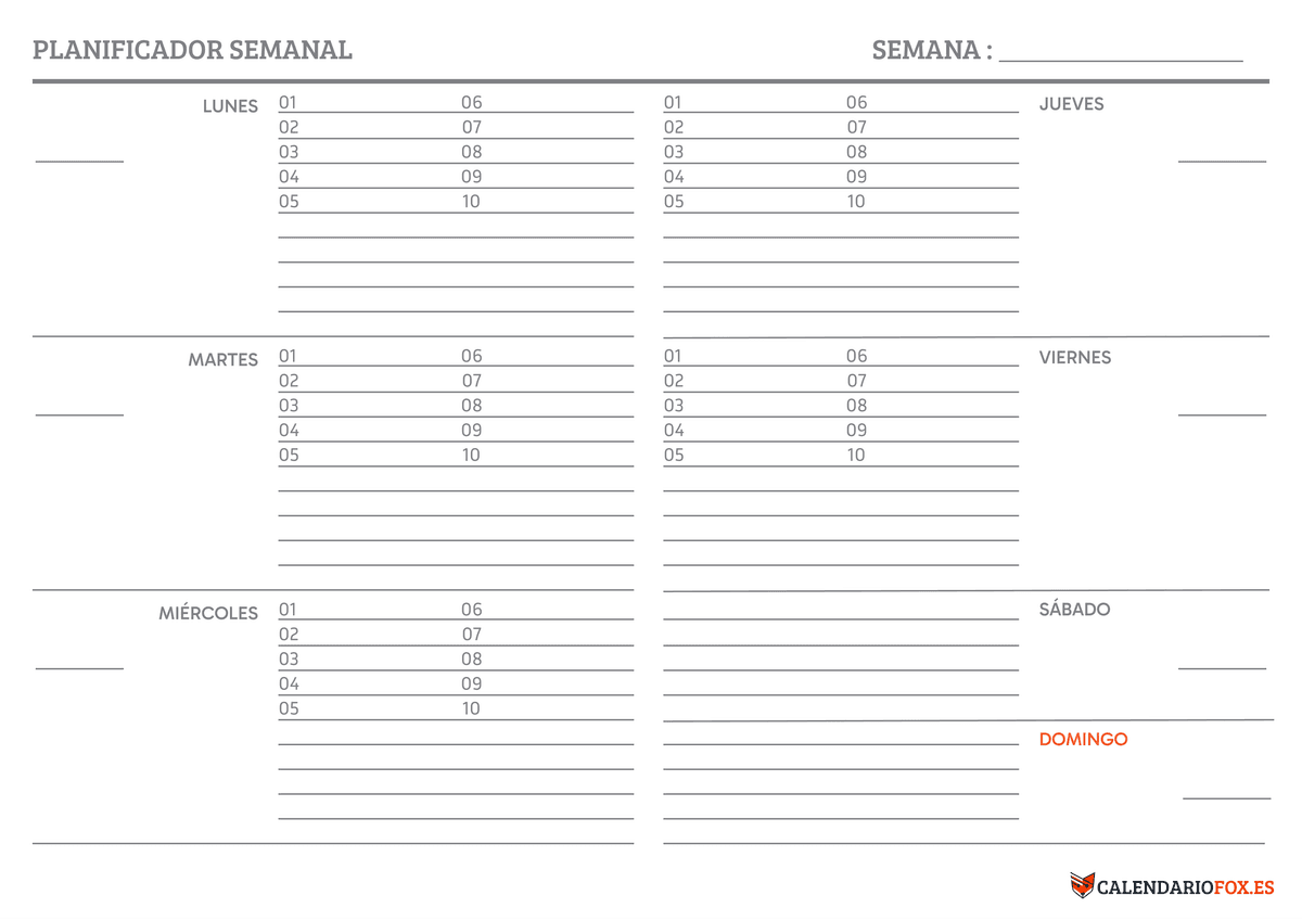 Planificador Semanal Blanco y Negro 2