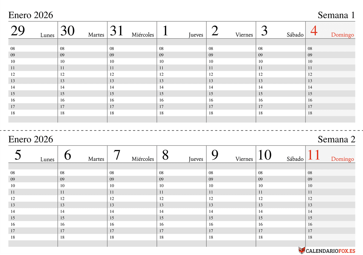 Planificador Semanal Calendario 1