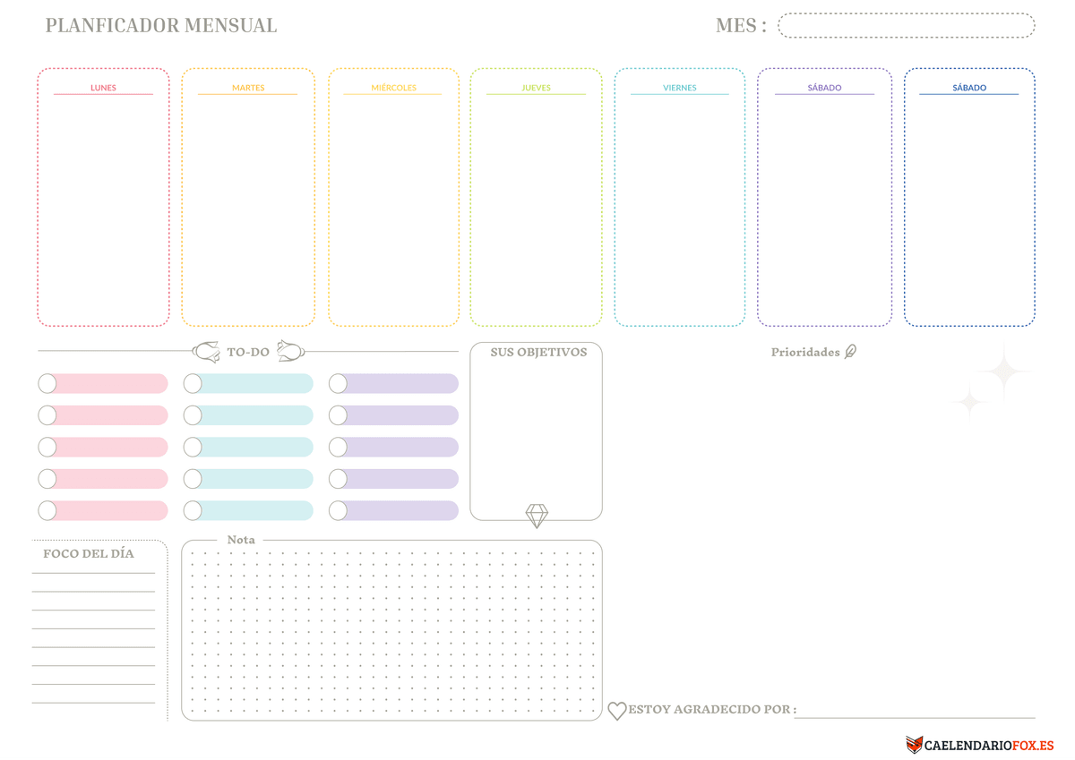 Planificador Semanal Colorida 1