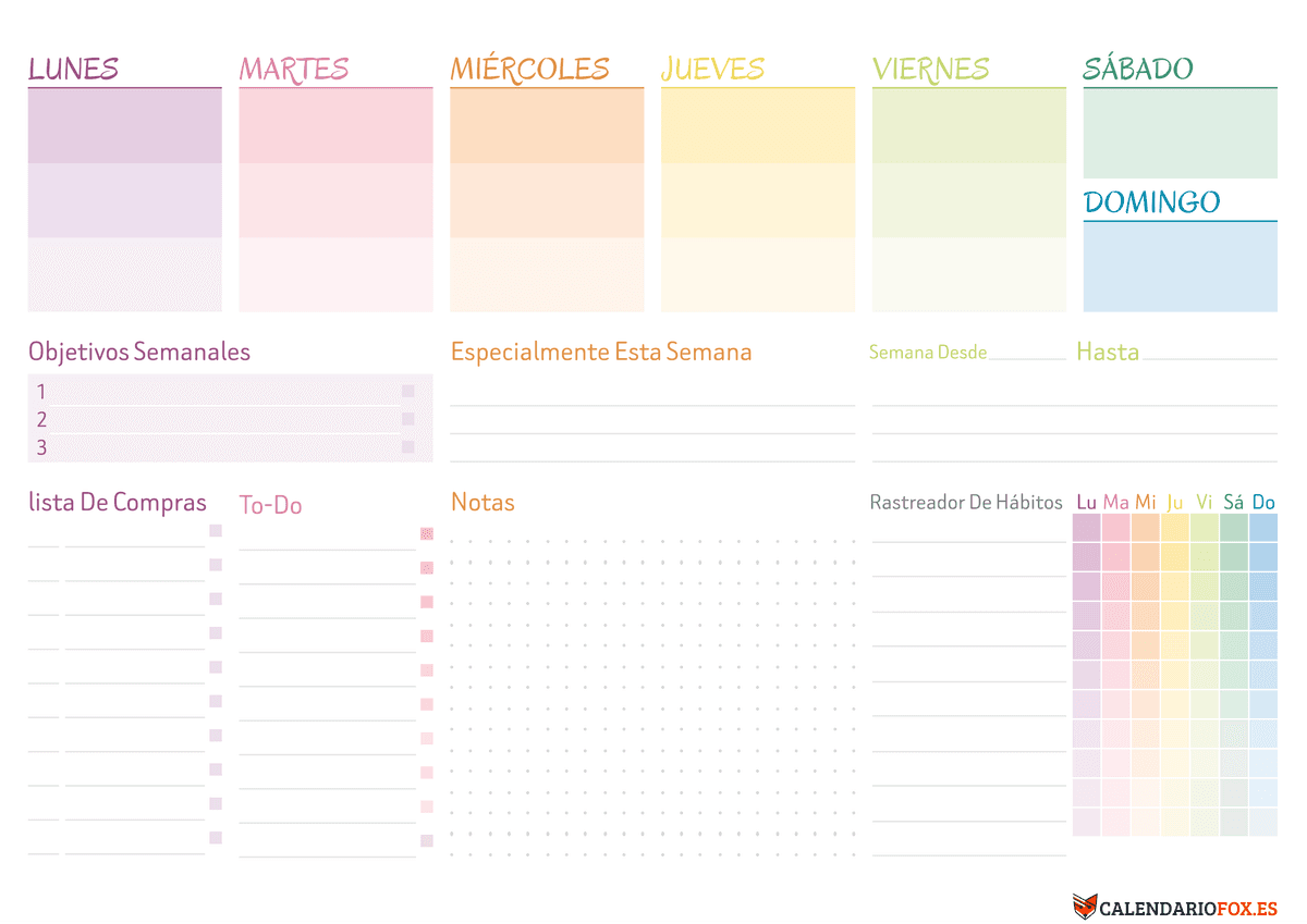Planificador Semanal Colorida 3