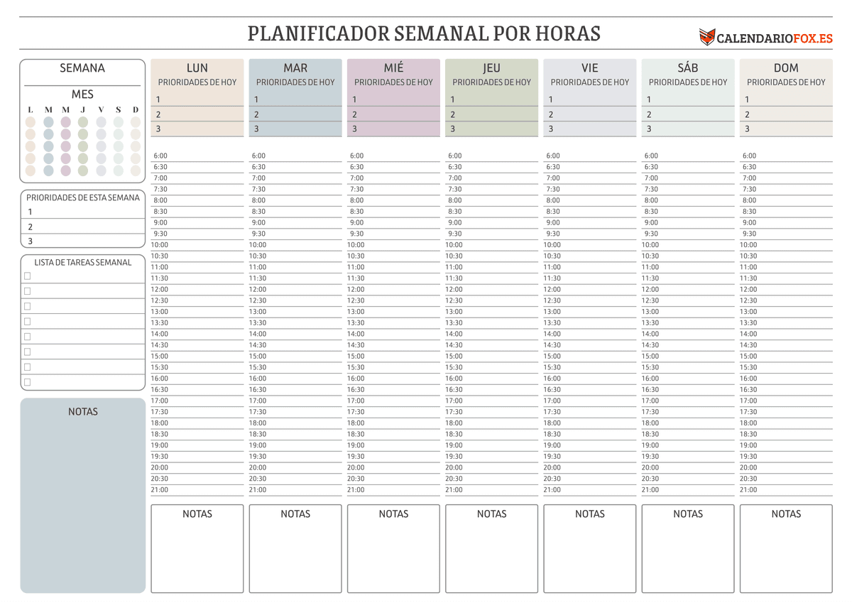 Planificador Semanal con Horas 1