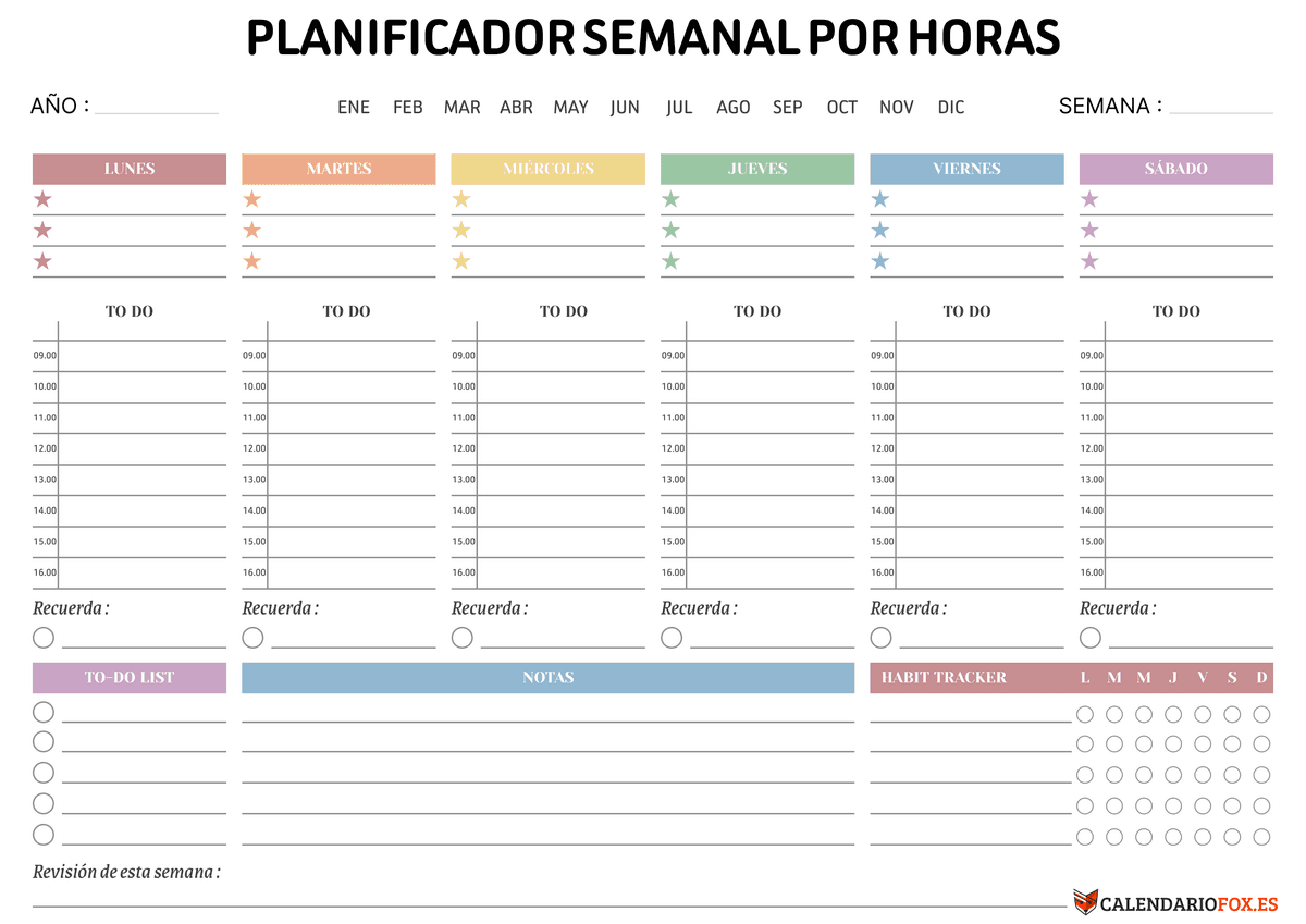 Planificador Semanal con Horas 2