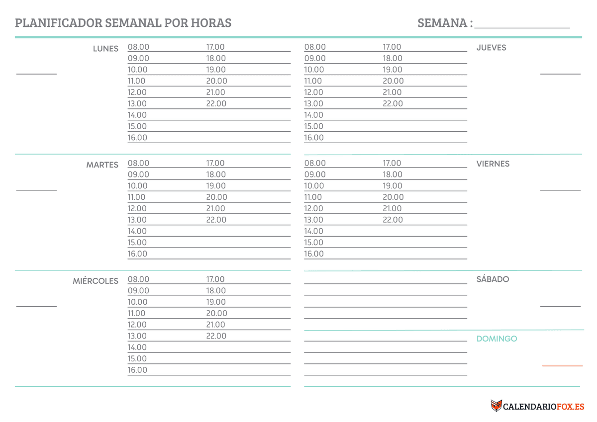 Planificador Semanal con Horas 4