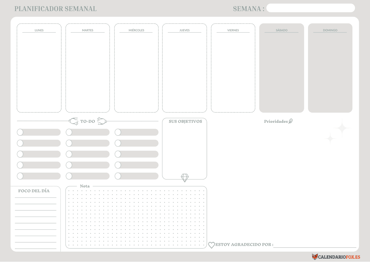 Planificador Semanal con Notas 4