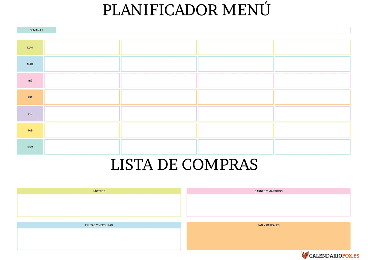 Planificador Semanal Menu 3