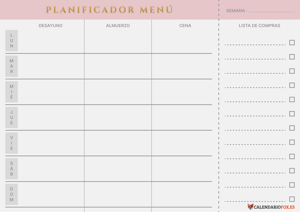 Planificador Semanal Menu 4
