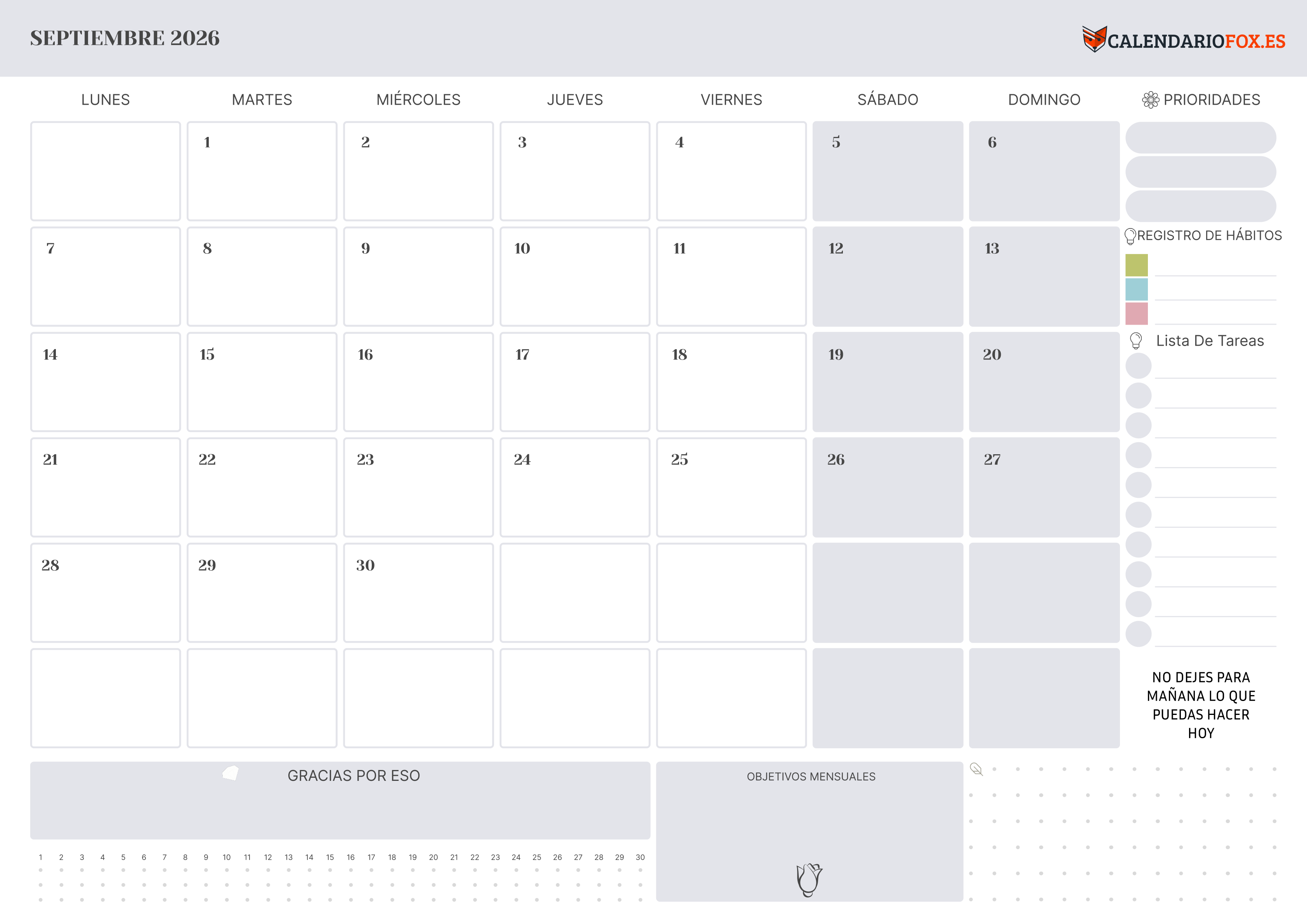 Calendario Septiembre 2026