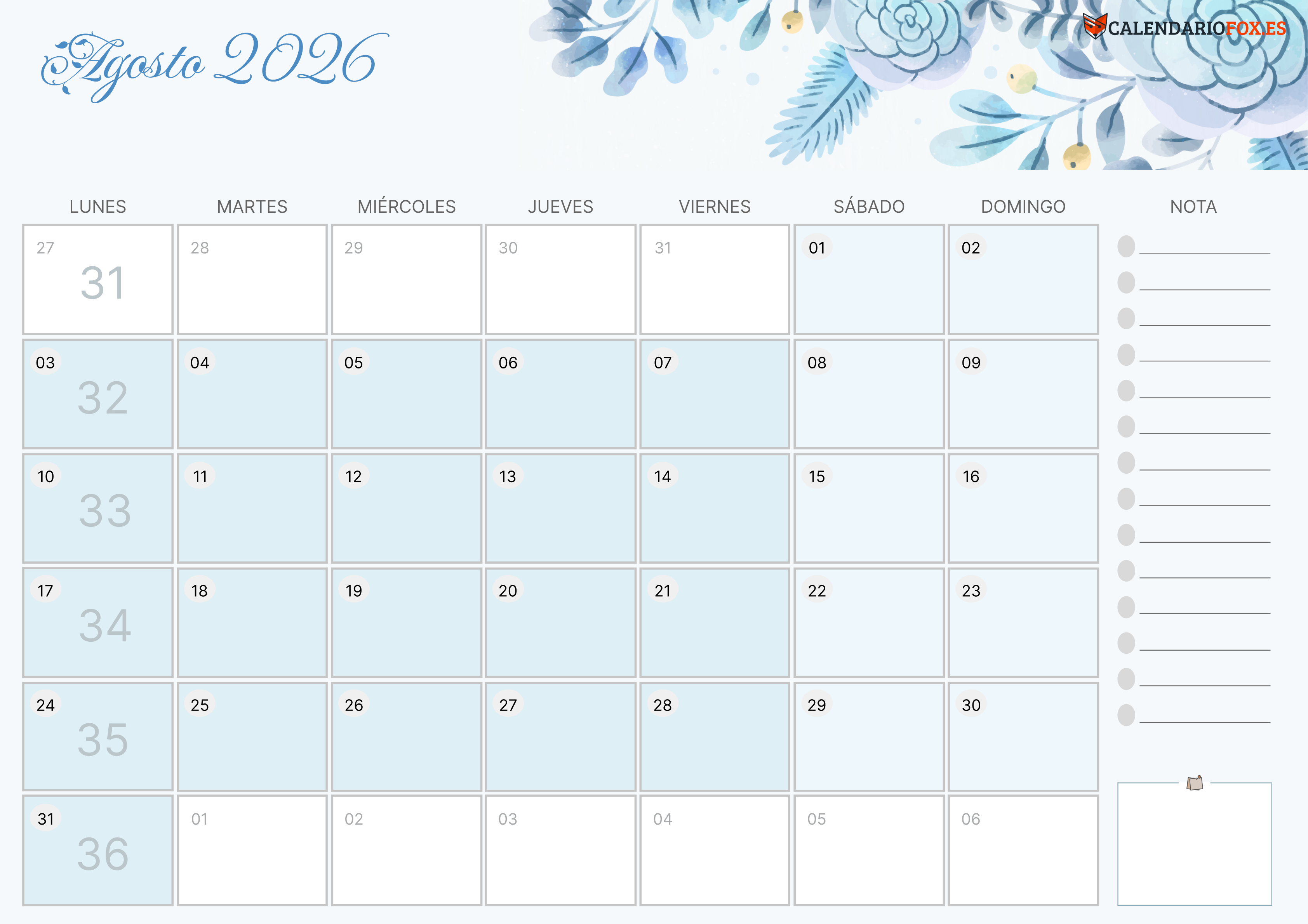 Calendario Enero 2026 Aesthetic