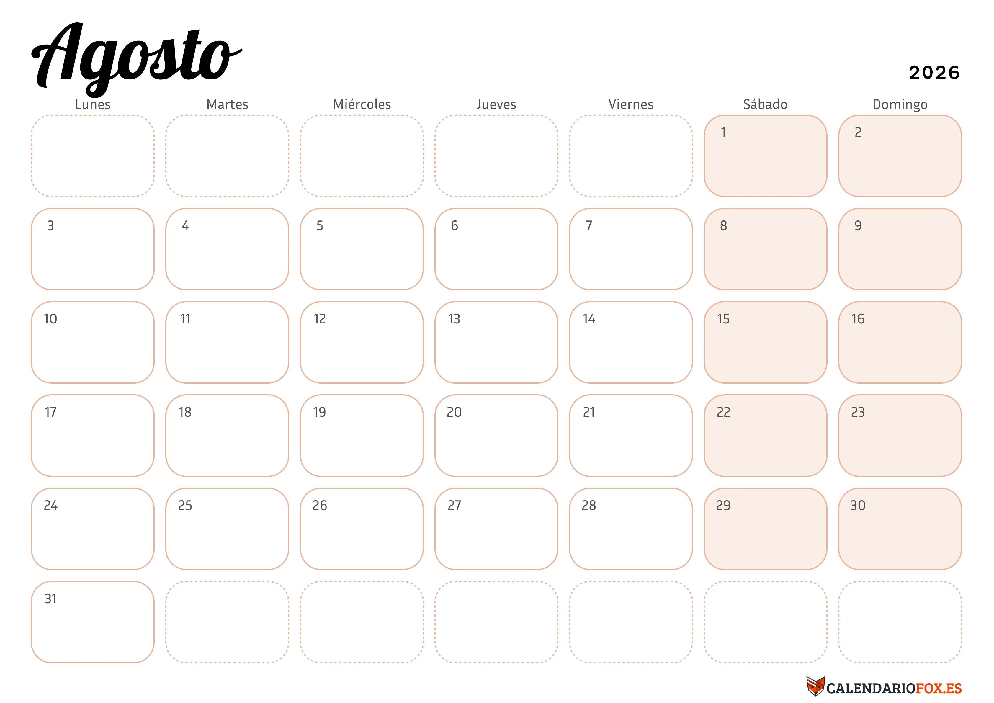 Calendario Enero 2026 Elegante