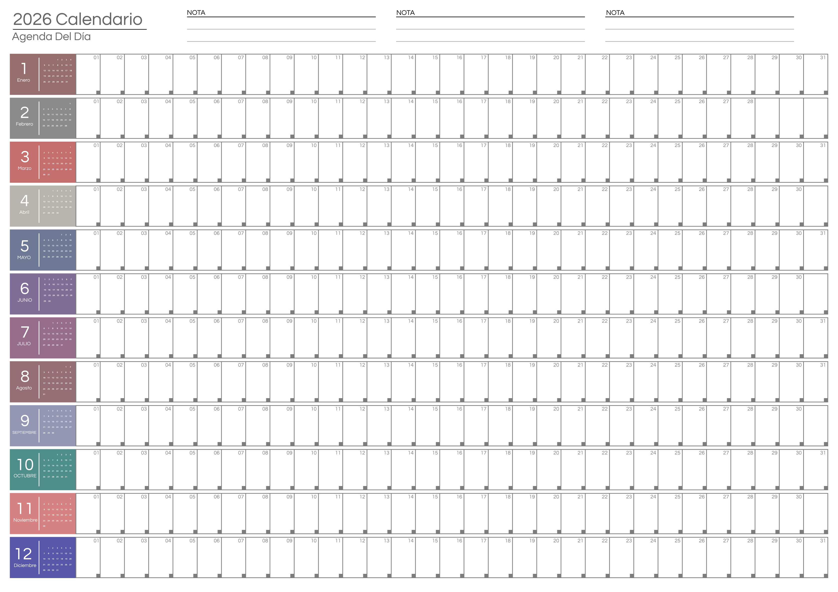 Calendario Anual 2026 moderno